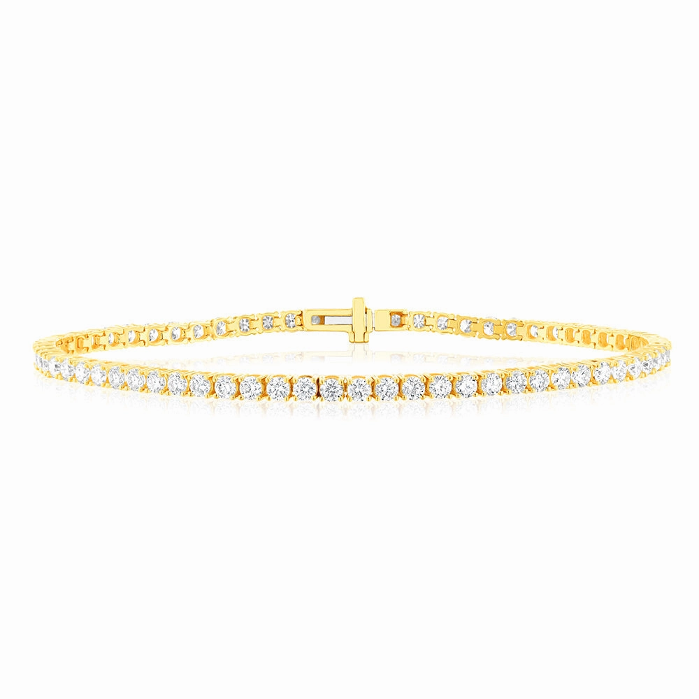 Luminesce Lab Grown 4 Carat Diamond Tennis Bracelet in 9ct Yellow Gold
