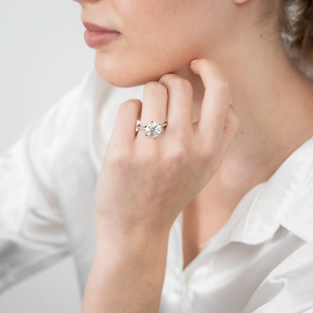 Luminesce Lab Grown 4Carat Certified Diamond Solitaire Ring in 18ct White Gold
