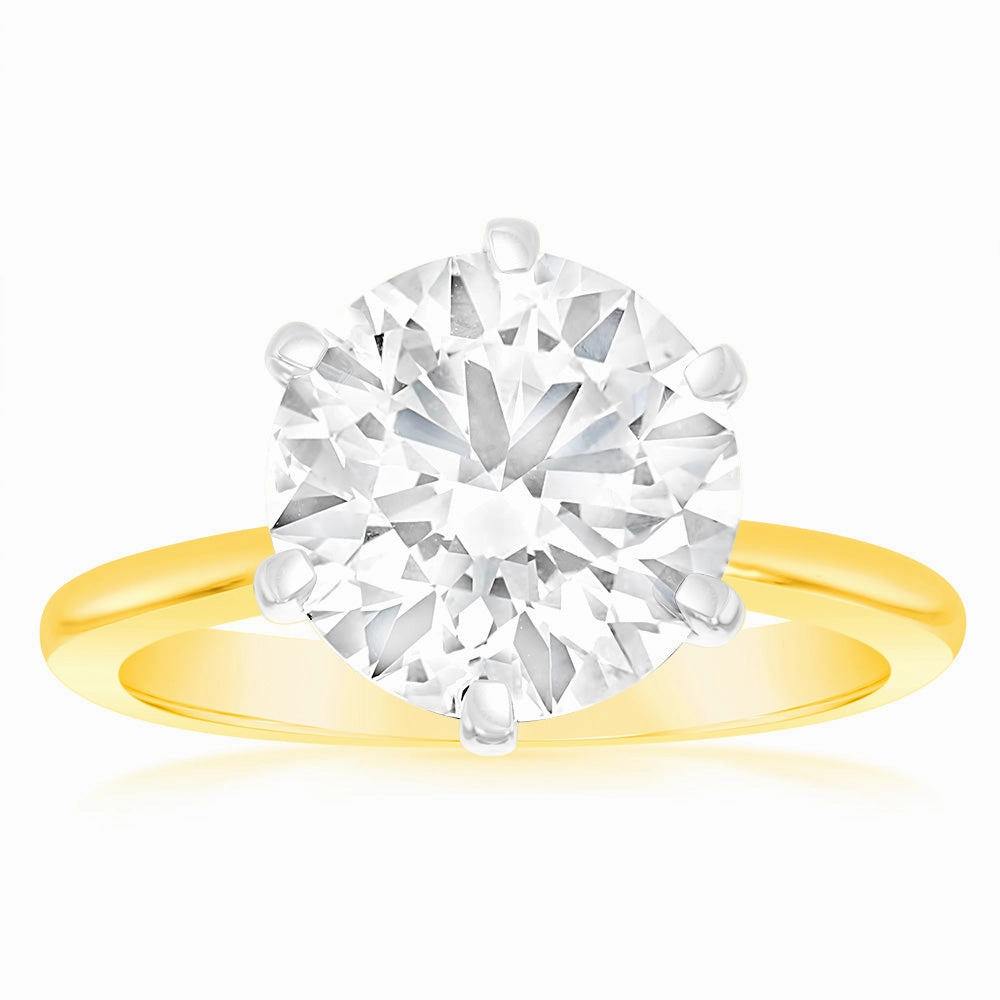Luminesce Lab Grown 4Carat Certified Diamond Solitaire Ring in 18ct Yellow Gold