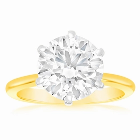 Luminesce Lab Grown 4Carat Certified Diamond Solitaire Ring in 18ct Yellow Gold