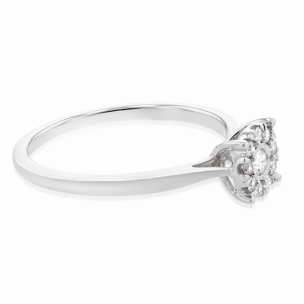 Luminesce Lab Grown 9ct White Gold 0.15 Carat Diamond Cluster Dress Ring