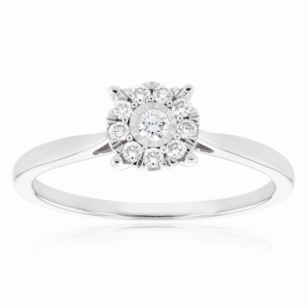 Luminesce Lab Grown 9ct White Gold 0.15 Carat Diamond Cluster Dress Ring