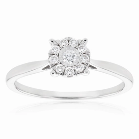 Luminesce Lab Grown 9ct White Gold 0.15 Carat Diamond Cluster Dress Ring