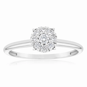 Luminesce Lab Grown 9ct White Gold 0.30 Carat Diamond Cluster Dress Ring