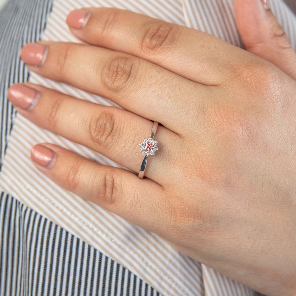 Luminesce Lab Grown 9ct White Gold 1/4 Carat Pink & White Diamond Ring