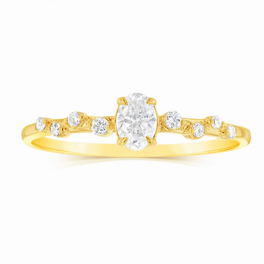 Luminesce Lab Grown 9ct Yellow Gold 0.30 Carat Diamond Solitaire Fancy Ring
