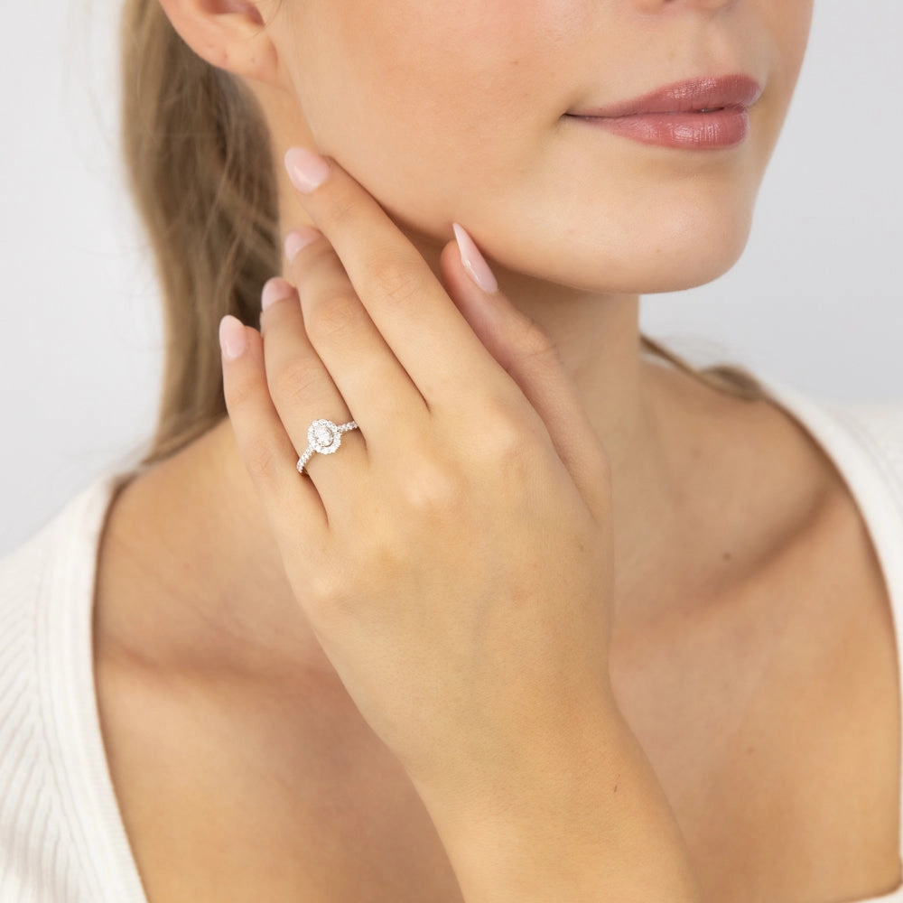 Luminesce Lab Grown 9ct yellow Gold 0.55 Carat Halo Oval Brilliant Cut Ring