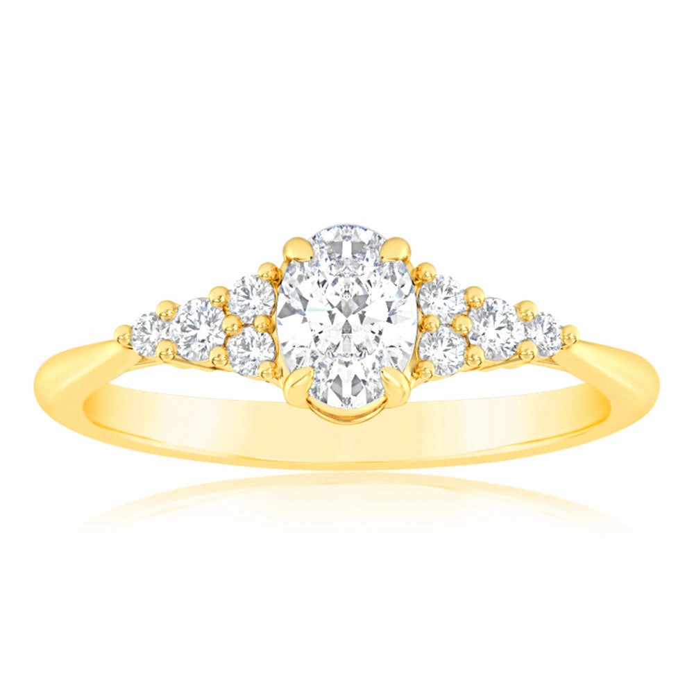 Luminesce Lab Grown 9ct Yellow Gold 0.65 Carat Diamond Solitaire Fancy Ring