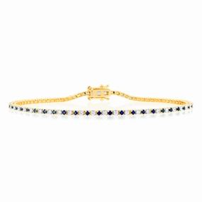 Luminesce Lab Grown 9ct Yellow Gold 0.65 Carat Diamonds   Created Blue Sapphire Bracelet