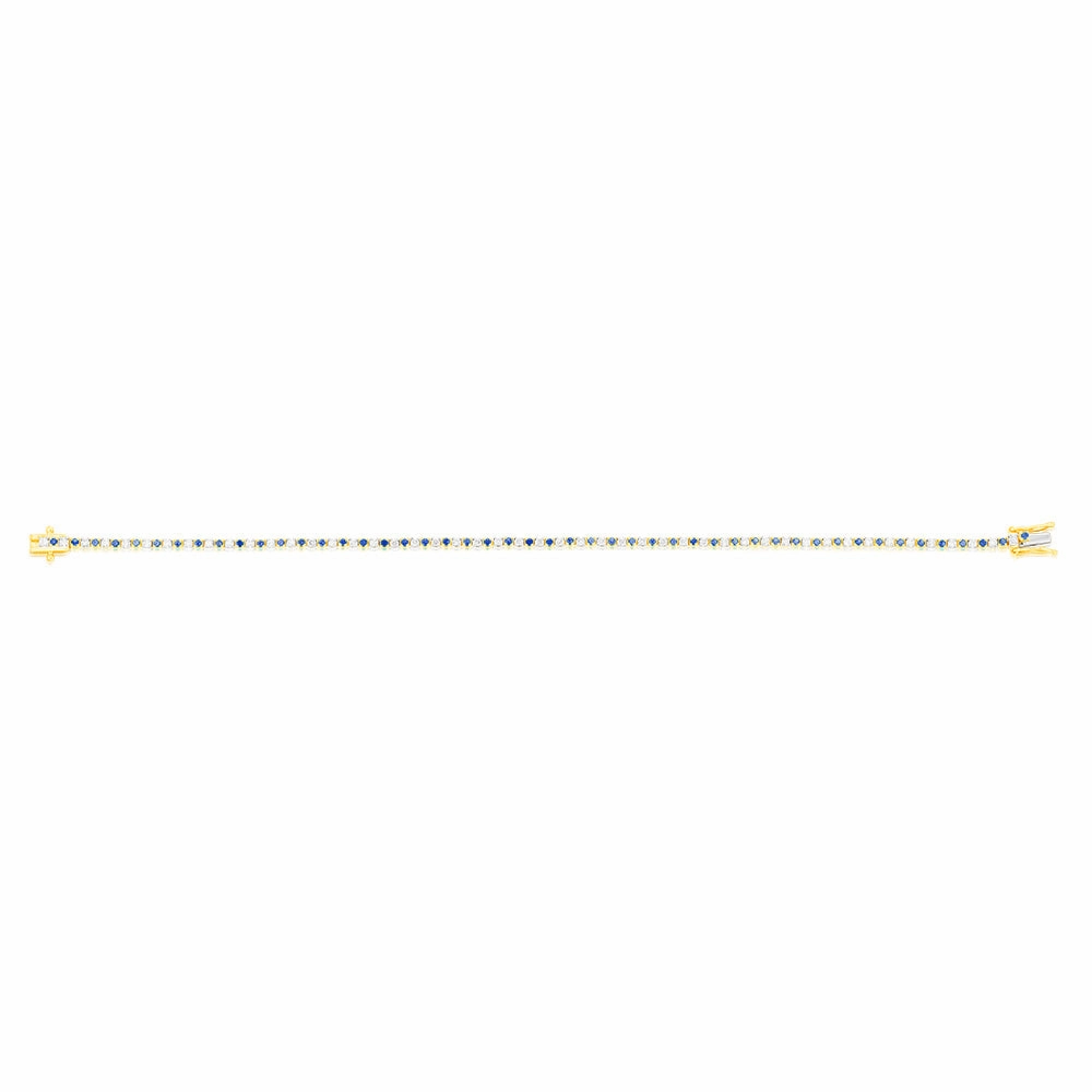 Luminesce Lab Grown 9ct Yellow Gold 0.65 Carat Diamonds   Created Blue Sapphire Bracelet