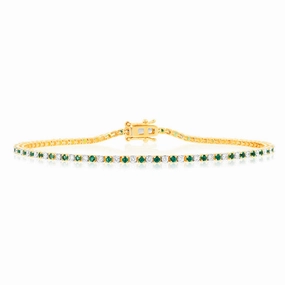 Luminesce Lab Grown 9ct Yellow Gold 0.65 Carat Diamonds   Created Emerald Bracelet