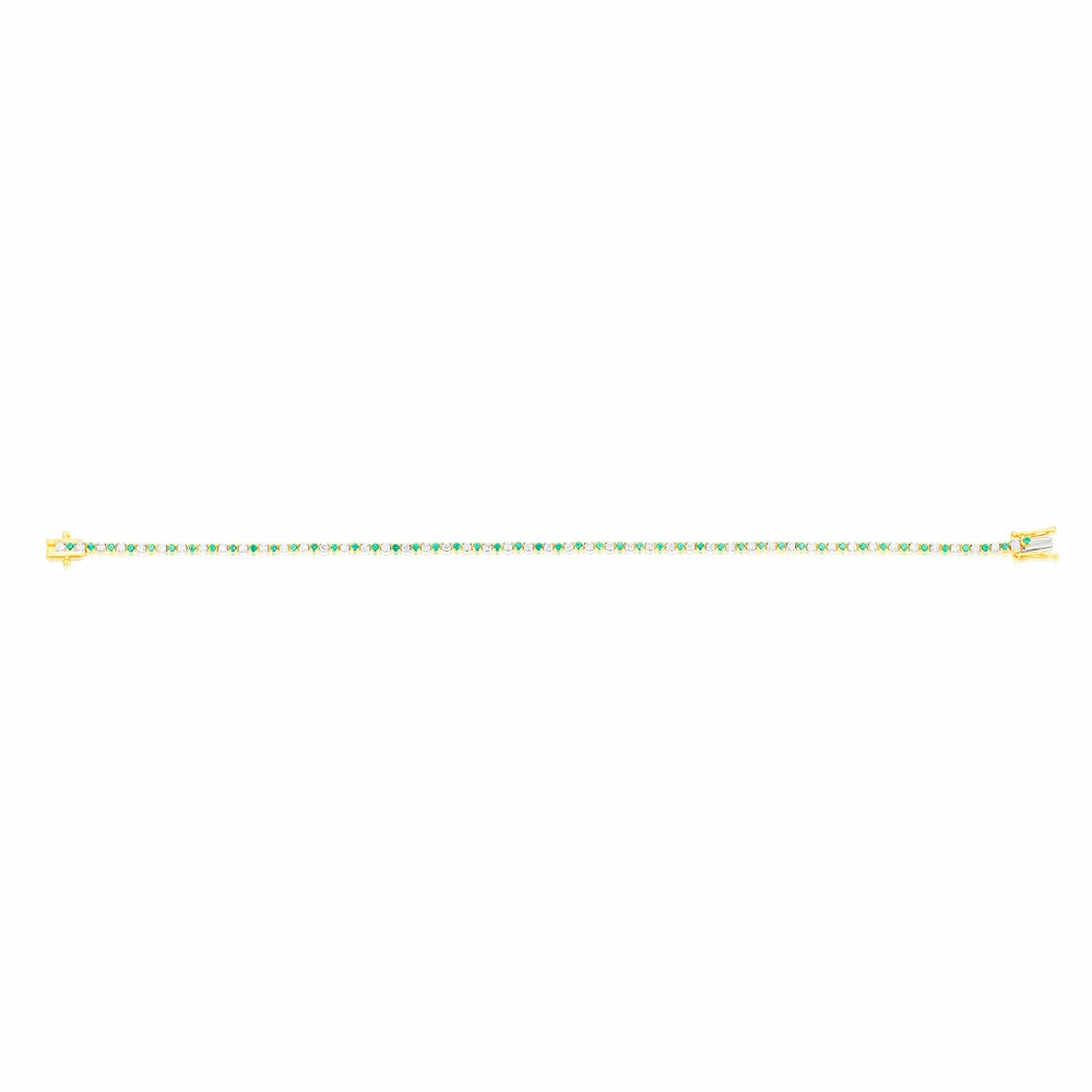 Luminesce Lab Grown 9ct Yellow Gold 0.65 Carat Diamonds   Created Emerald Bracelet