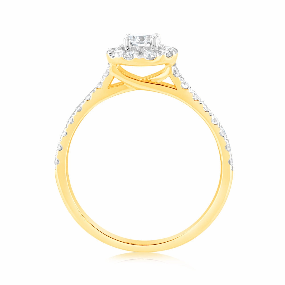 Luminesce Lab Grown 9ct Yellow Gold 0.75 Carat Diamond Solitaire Fancy Ring