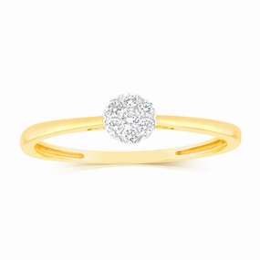 Luminesce Lab Grown 9ct Yellow Gold 1/10 Carat Solitaire Fancy Diamond Ring