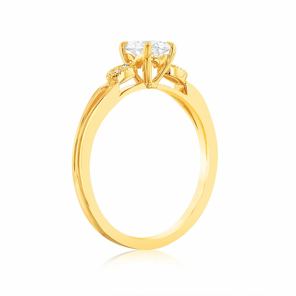 Luminesce Lab Grown 9ct Yellow Gold 1/2 Carat Diamond Solitaire Fancy Ring