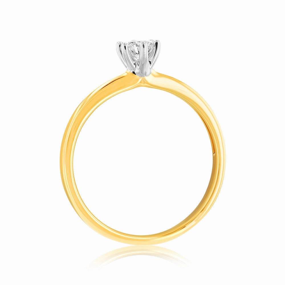 Luminesce Lab Grown 9ct Yellow Gold 1/4 Carat Brilliant Cut Solitaire Diamond Ring