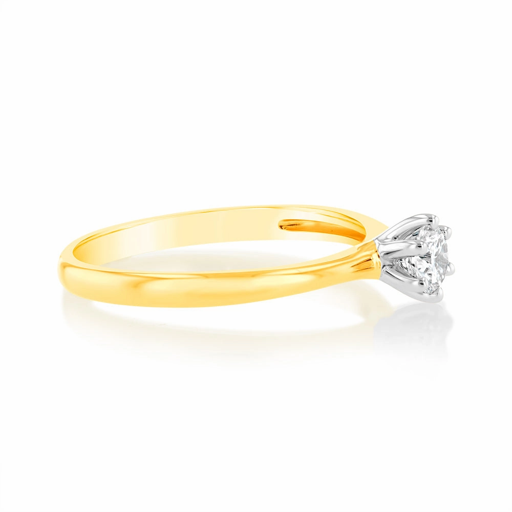 Luminesce Lab Grown 9ct Yellow Gold 1/4 Carat Brilliant Cut Solitaire Diamond Ring