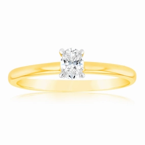 Luminesce Lab Grown 9ct Yellow Gold 1/4 Carat Oval Cut Solitaire Diamond Ring