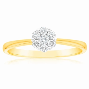 Luminesce Lab Grown 9ct Yellow Gold 1/6 Carat Diamond Solitaire Fancy Ring