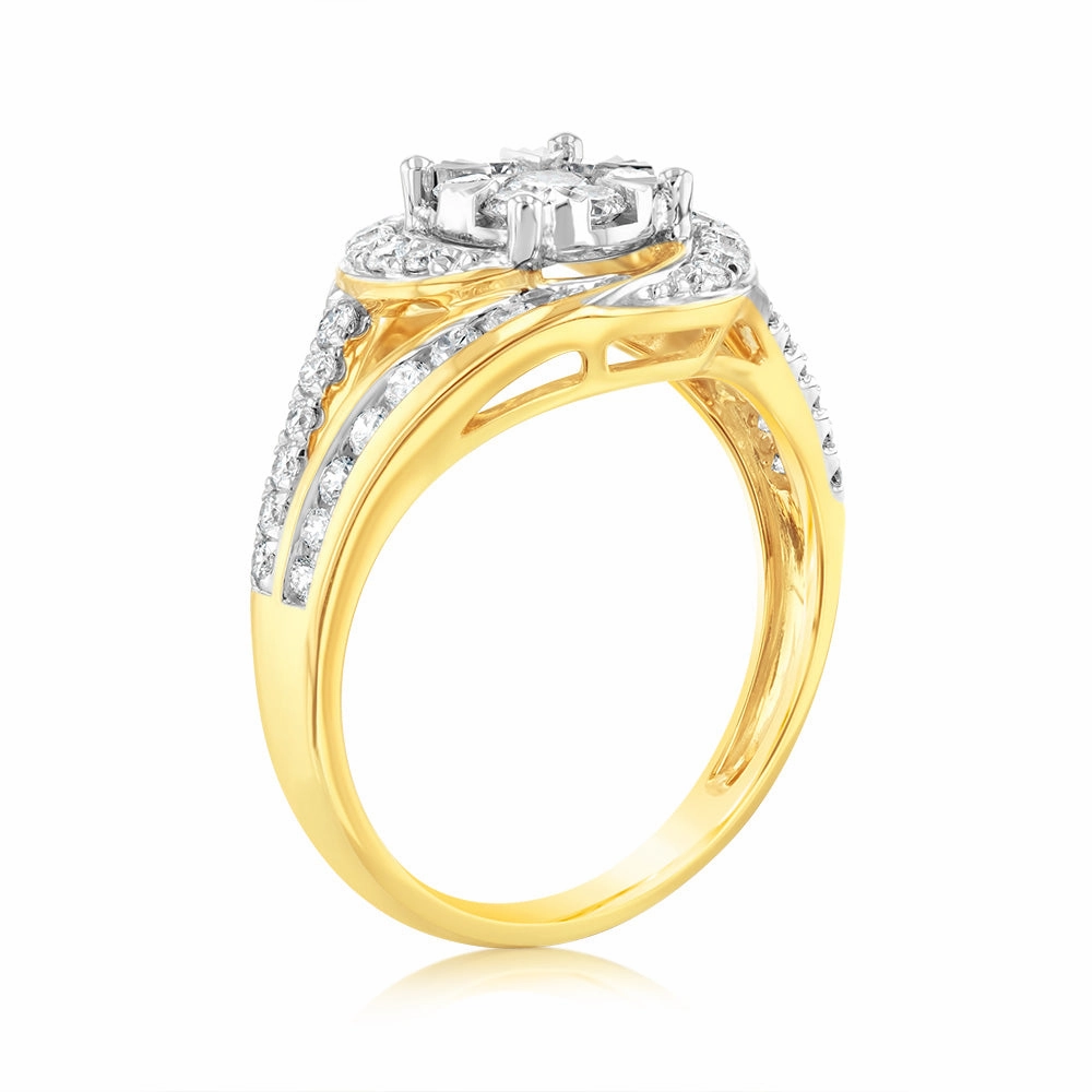 Luminesce Lab Grown 9ct Yellow Gold 1 Carat Bridal Diamond Ring Set