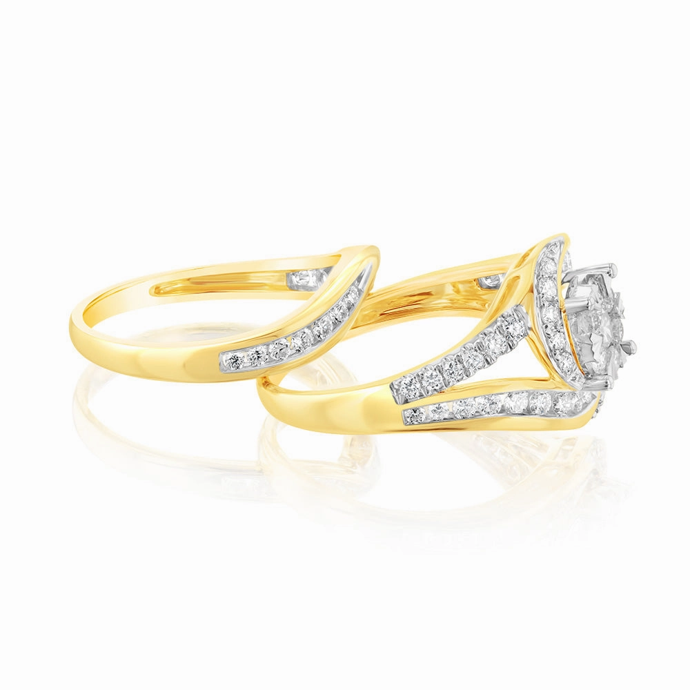 Luminesce Lab Grown 9ct Yellow Gold 1 Carat Bridal Diamond Ring Set