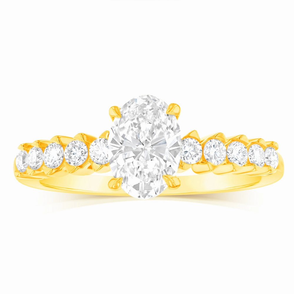 Luminesce Lab Grown 9ct Yellow Gold 1 Carat Diamond Solitaire Fancy Ring
