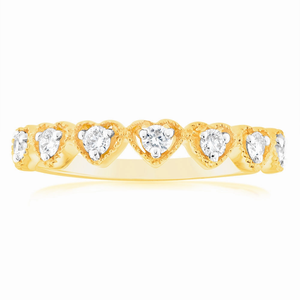 Luminesce Lab Grown 9ct Yellow Gold Heart Diamond Ring