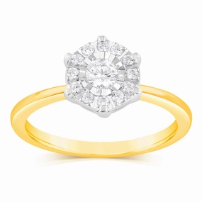 Luminesce Lab Grown 9ct Yellow Gold "2.25 Carat Look" 1/2 Carat Diamond Ring