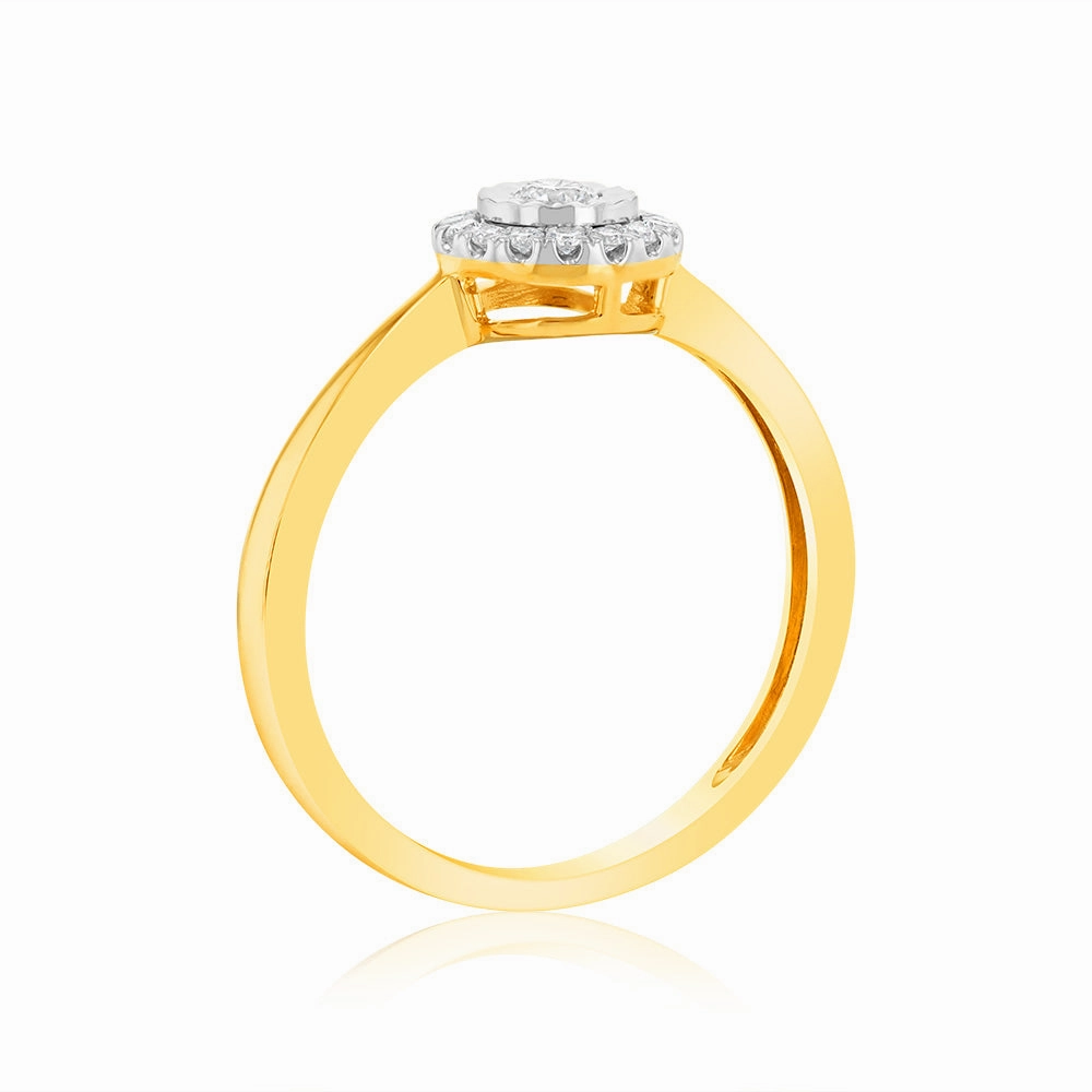 Luminesce Lab Grown 9ct Yellow Gold Solitaire Plain 1/6 Carat Diamond Ring