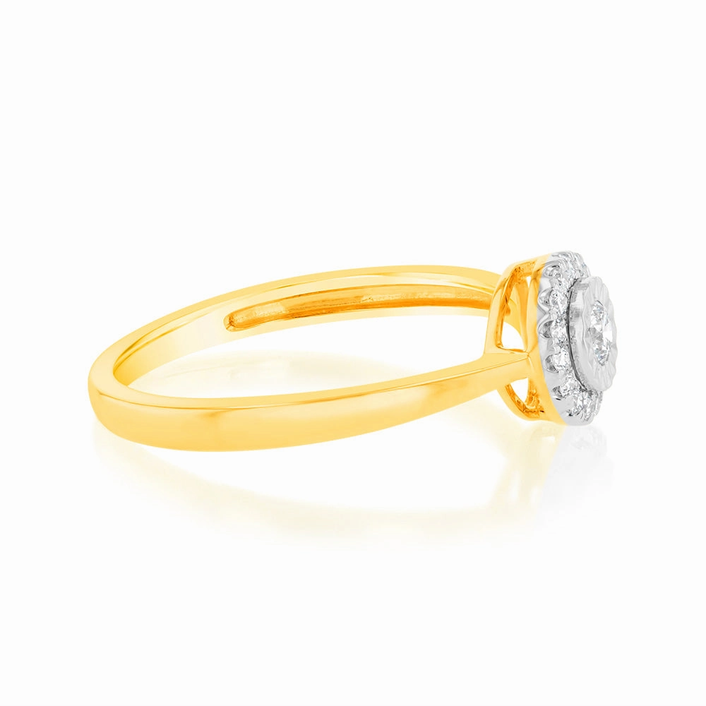 Luminesce Lab Grown 9ct Yellow Gold Solitaire Plain 1/6 Carat Diamond Ring