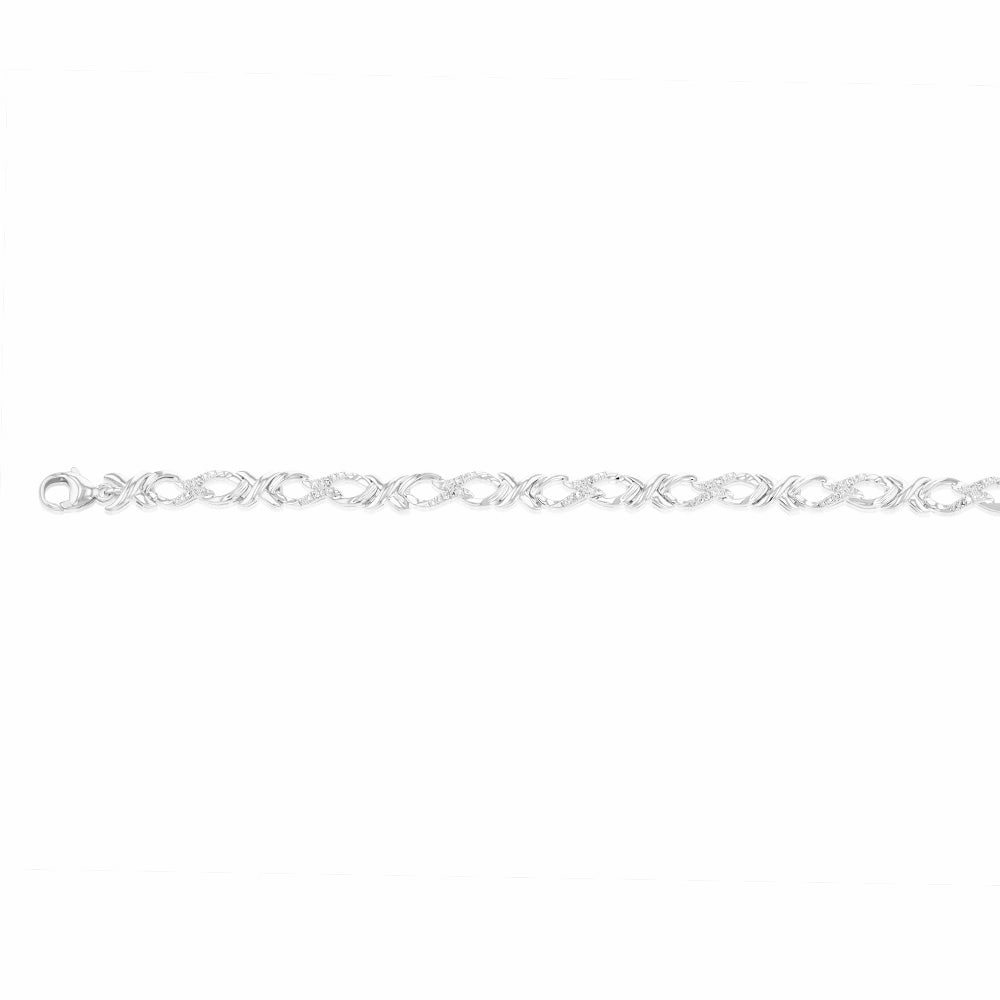 Luminesce Lab Grown Brilliant Cut Bezel Shape 0.09Ct Diamond Bracelet in Sterling Silver