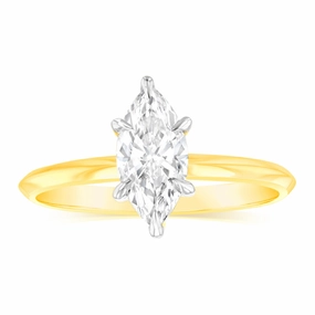 Luminesce Lab Grown Certified 1 Carat Marquise Diamond Engagement Ring in 18ct Yellow Gold