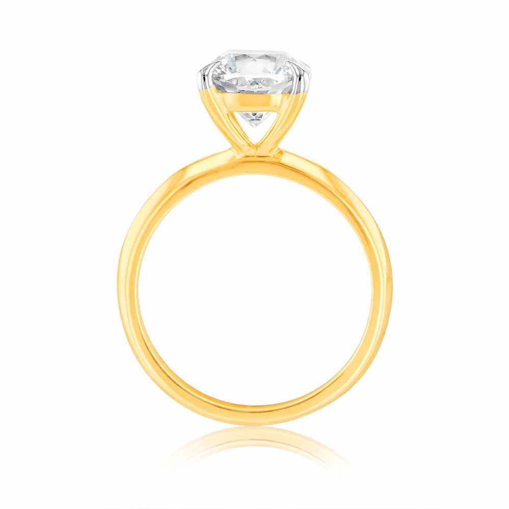Luminesce Lab Grown Certified 2 Carat Diamond Cushion Cut Engagement Ring in 18ct Yellow Gold