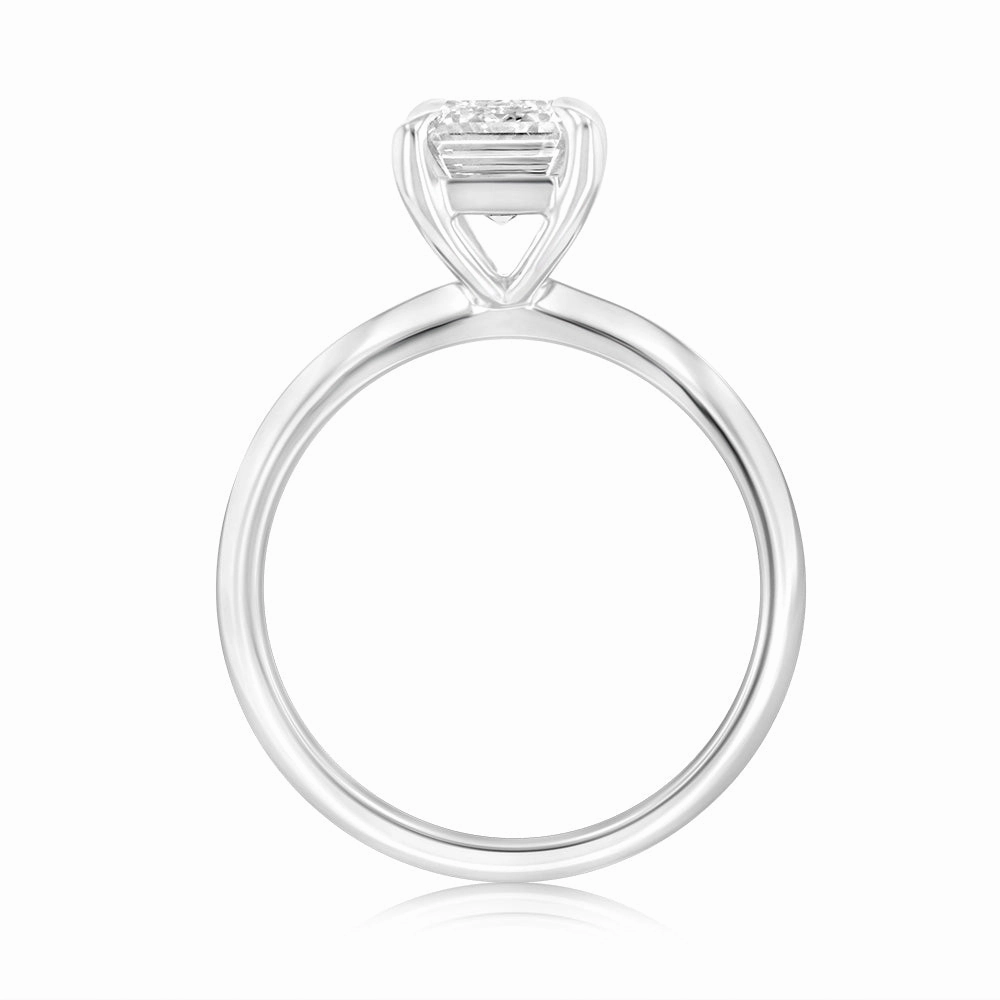 Luminesce Lab Grown Certified 2 Carat Diamond Emerald Cut Engagement Ring in 18ct White Gold