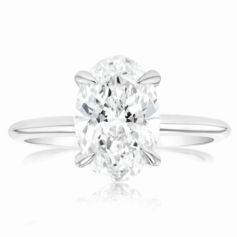 Luminesce Lab Grown Certified 2 Carat Oval Diamond Engagement Ring in 18ct White Gold