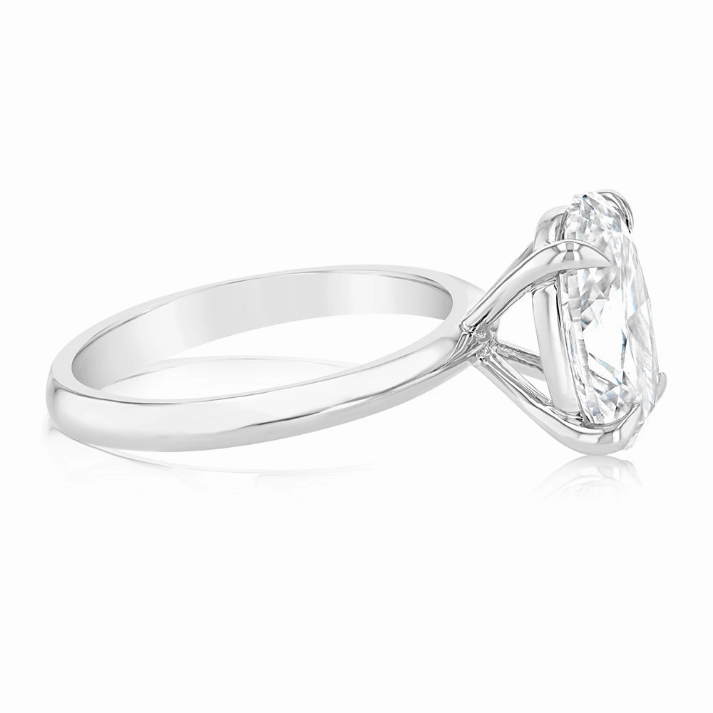 Luminesce Lab Grown Certified 3 Carat Diamond Oval Solitaire Engagement Ring in 18ct White Gold