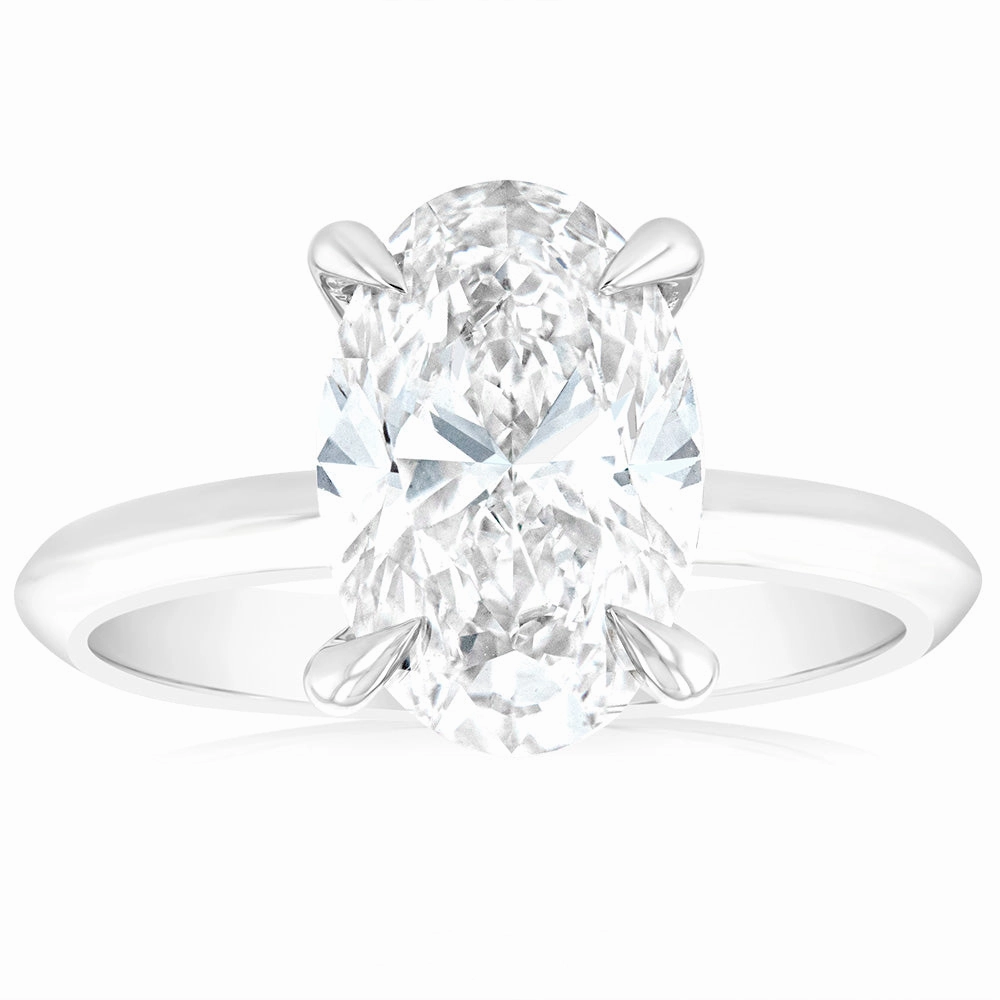 Luminesce Lab Grown Certified 3 Carat Diamond Oval Solitaire Engagement Ring in 18ct White Gold