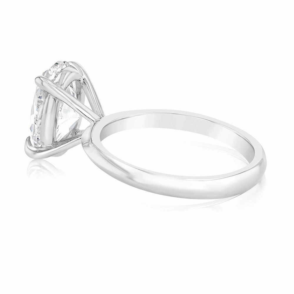 Luminesce Lab Grown Certified 3 Carat Diamond Oval Solitaire Engagement Ring in 18ct White Gold