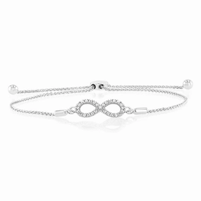 Luminesce Lab Grown Diamond Infinity Silver Bolo Bracelet