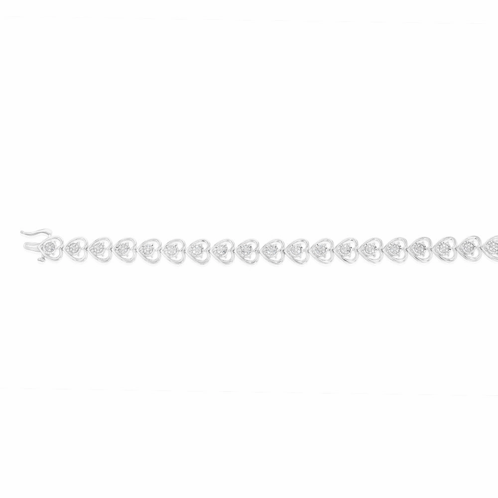 Luminesce Lab Grown Heart Shaped 1/6 Carat Diamond in Sterling Silver Bracelet
