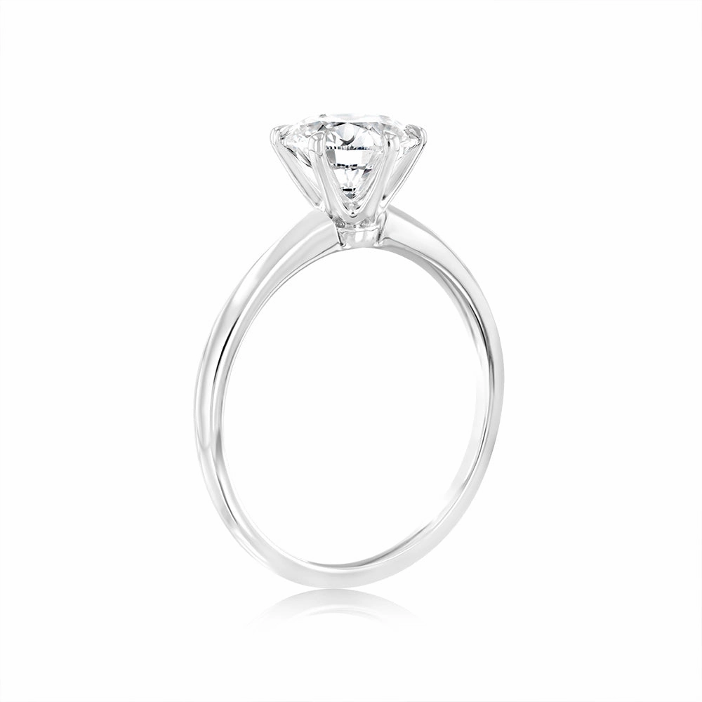 Luminesce Lab Grown Sterling Silver 2 Carat Diamond Solitaire Ring