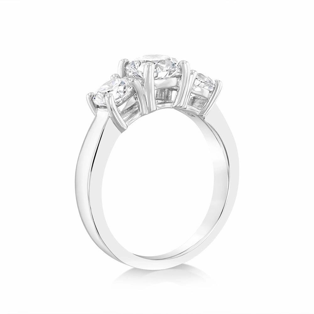 Luminesce Lab Grown Sterling Silver 2 Carat Diamond Trilogy Ring