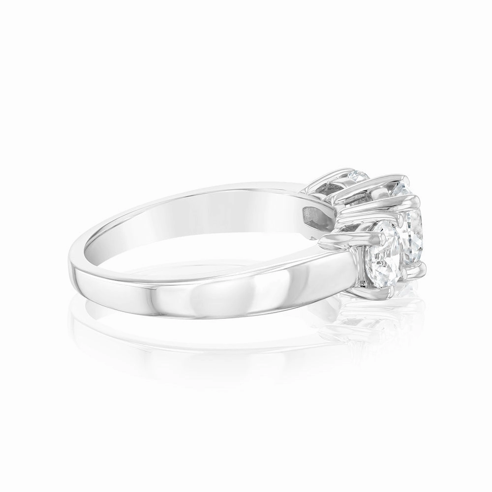 Luminesce Lab Grown Sterling Silver 2 Carat Diamond Trilogy Ring