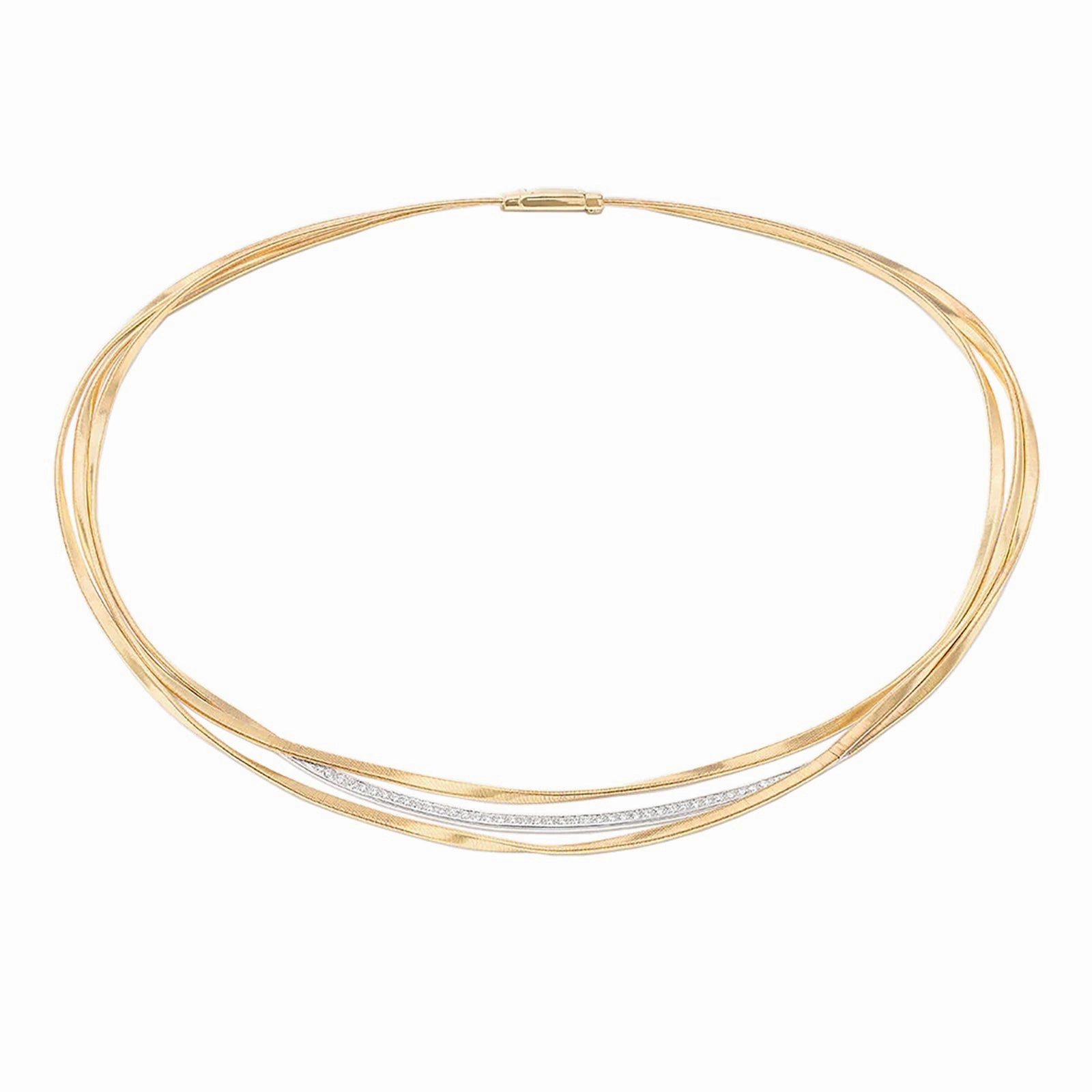 Marrakech 3-Strand Coil Necklace with Diamond Bar