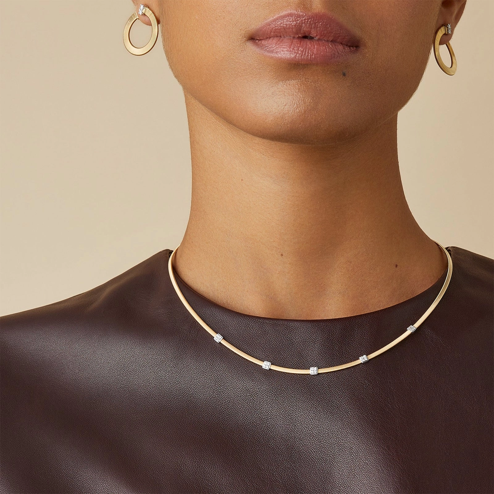 Masai Coil Necklace With Diamond Stations