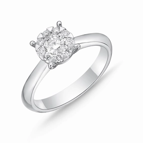 Memoire 18ct White Gold 0.30 Carat Diamond Bouquet Solitaire Ring