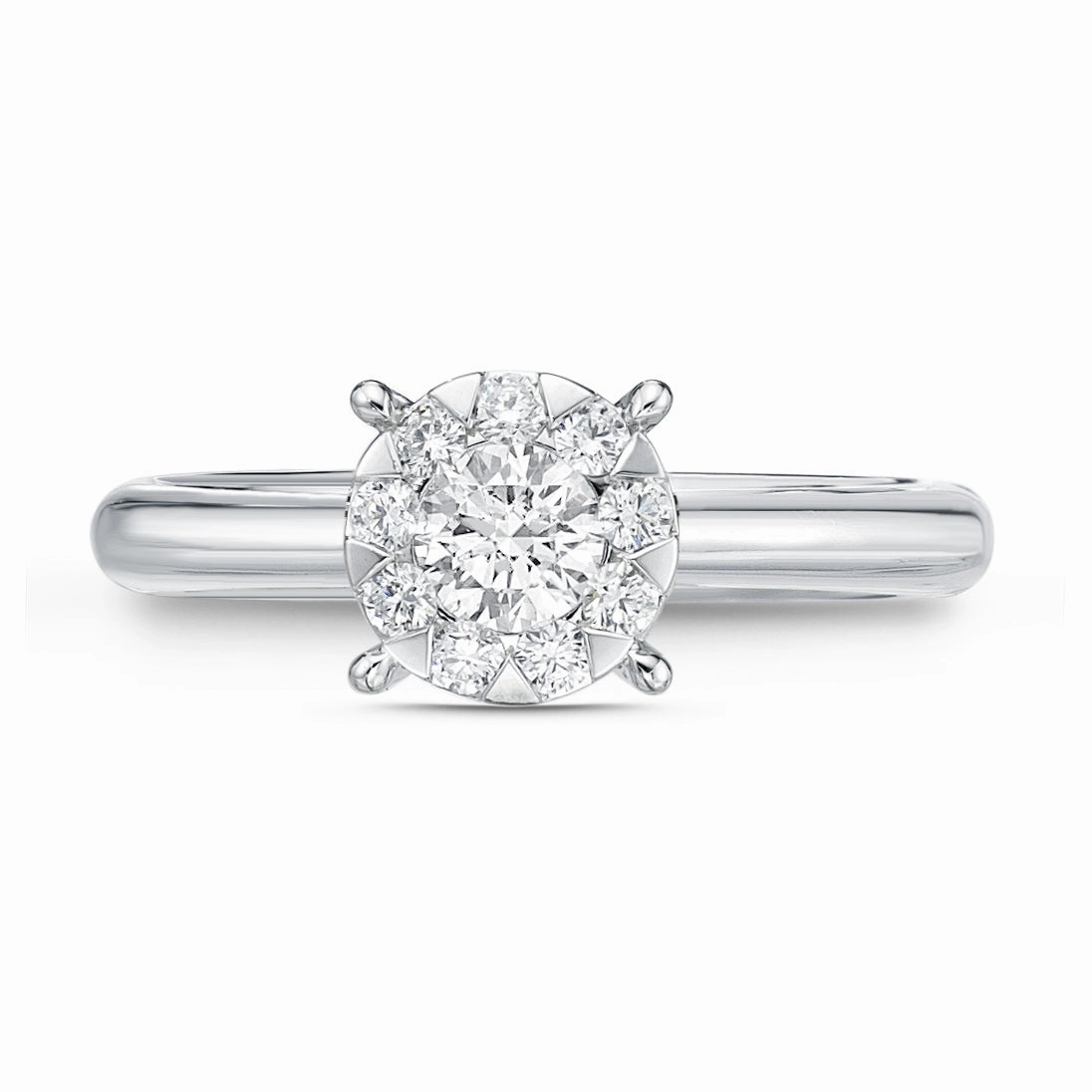 Memoire 18ct White Gold 0.30 Carat Diamond Bouquet Solitaire Ring