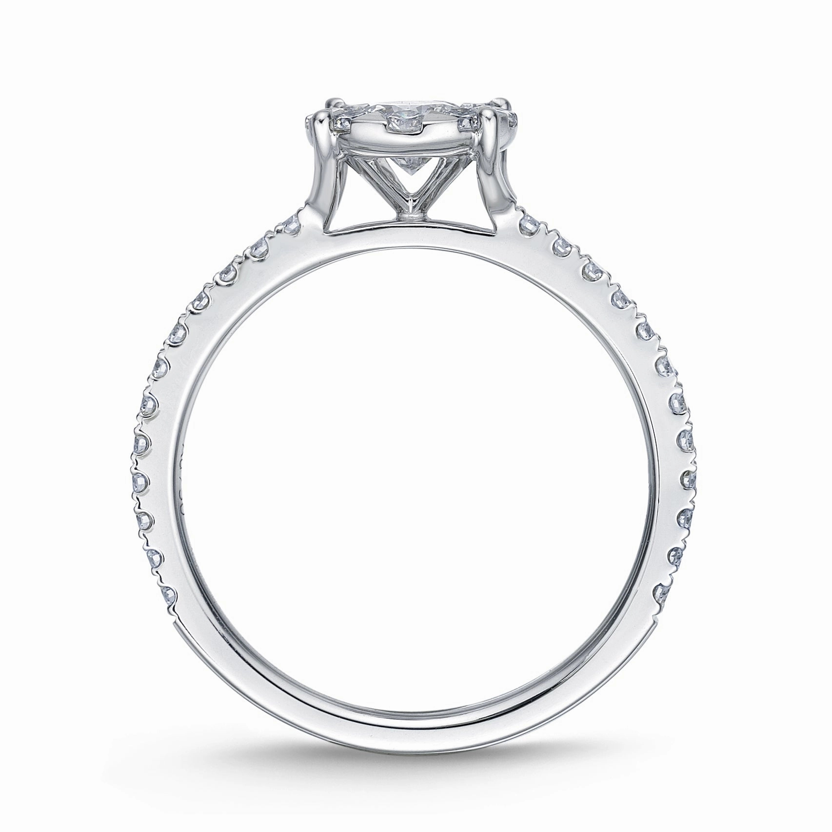 Memoire 18ct White Gold 0.45 Carat Diamond Bouquet Halo Solitaire Ring