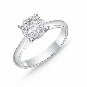 Memoire 18ct White Gold 0.45 Carat Diamond Bouquet Solitaire Ring