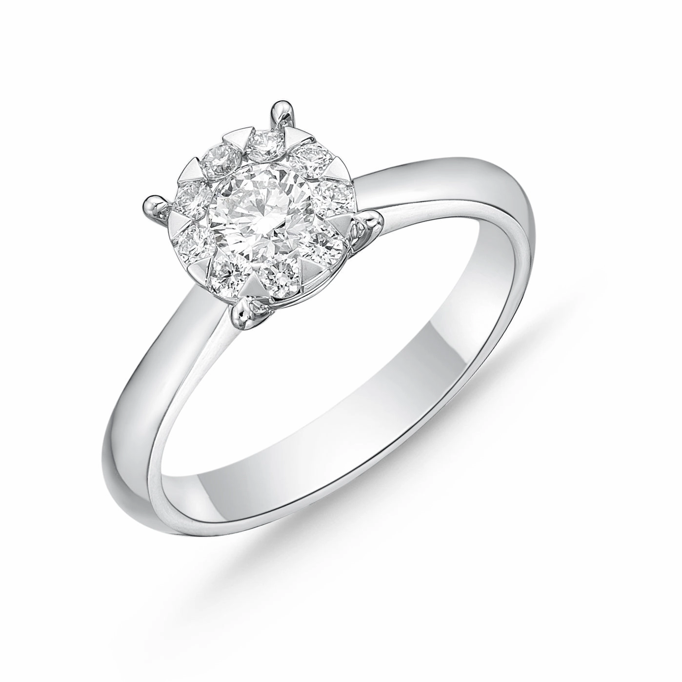Memoire 18ct White Gold 0.45 Carat Diamond Bouquet Solitaire Ring